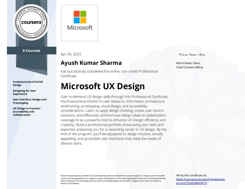 Microsoft UX Design Certificate
